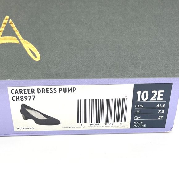10XW 10 2E Aravon Career Navy Blue Comfort Dress‎ Pumps Block Heels Shoes - Picture 15 of 15